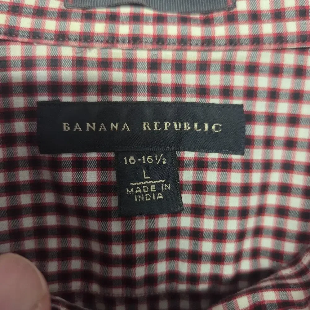 Banana Republic‎ Men’s Check Button down shirt Size L Red Black